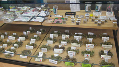 Cannabis-Auslage im Harborside Health Center